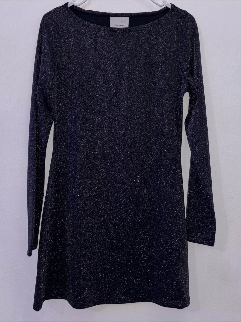 Reformation Mini Dress Radford Black Metallic Long Sleeve Size M